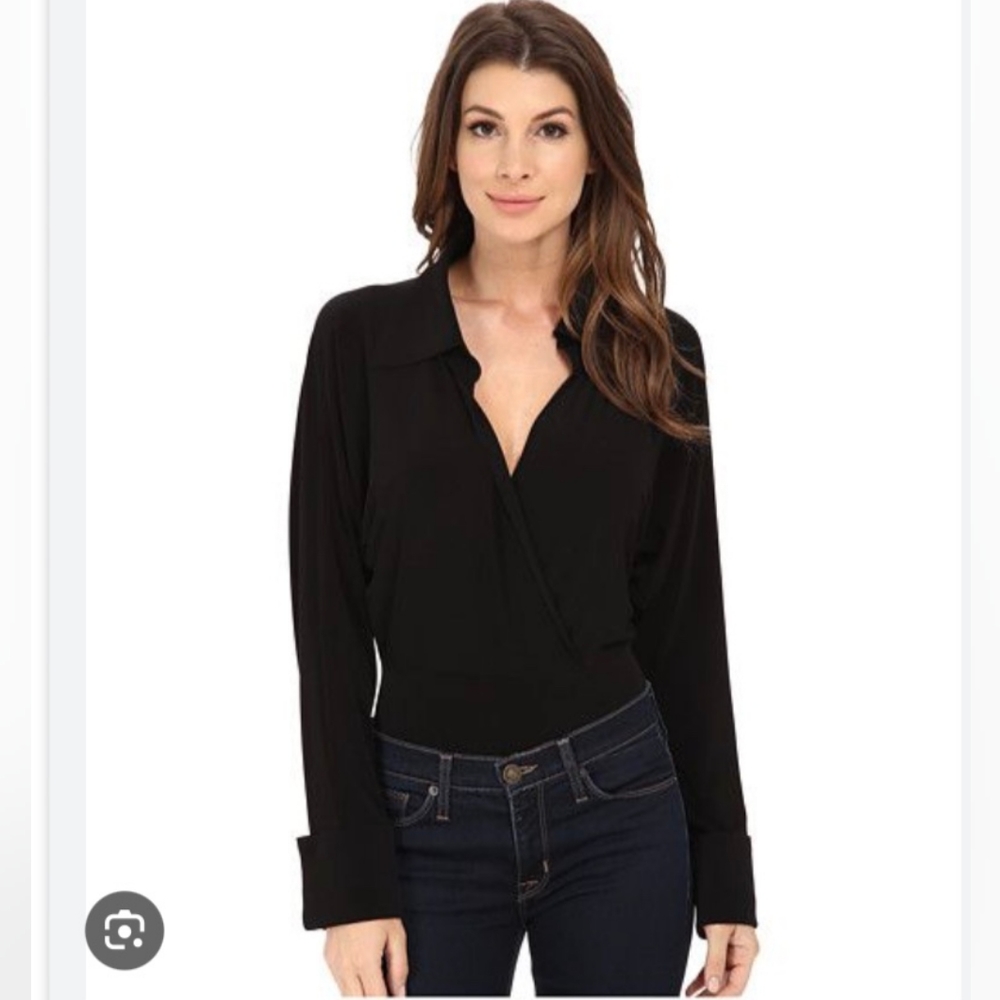 🆕️ KAMALIKULTURE by Norma Kamali Black Batwing Bodysuit. Size: XS.